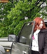Spying on redhair teen peeing near road