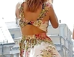 Up skirt thumbs of cute amateur gals