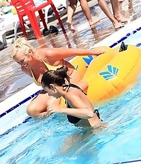 Hot pussy bikini stretched by girl