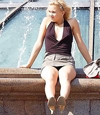 Playful bimbos on public upskirt cam