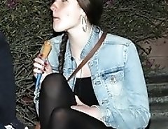 Girls unconsciously share upskirts