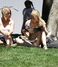 Sitting upskirt, or how to flash panties in public