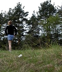 Perverted flasher teen pisses in forest