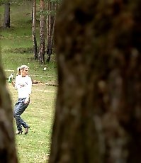 Girl goes to the woods to piss and smoke a cig