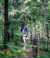 Skinny emo girl with a hairy beaver tinkles alfresco