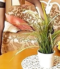 Tempting black string panty upskirt