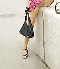 Stairs panty-hose upskirt