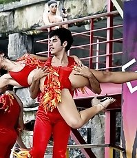 Upskirt dancing lady enjoyed by the public