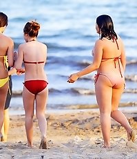 Girls wet bikini wrap them around