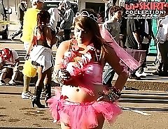 Horny panties peeking up the skirt