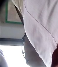 Sneaky upskirt on public bus