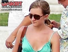 Cutest panties peeping up the skirt